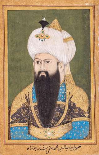 AN INDIAN MINIATURE PAINTING WITH PORTRAIT OF A MUGHAL NOBLE...