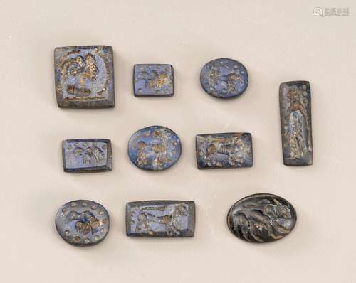 A LOT WITH TEN SASANIAN LAPIS LAZULI INTAGLIO SEALS