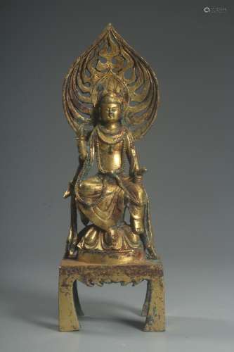 中国明代铜鎏金佛坐像