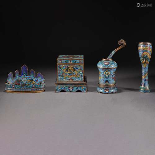 A GROUP OF ENAMEL SCHOLAR'S TOOLS,QING