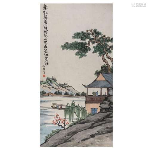 A CHINESE PAINTING OF FIGURE STORY ,SIGNED FENG ZIKAI