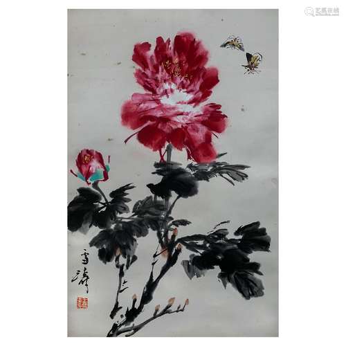 A CHINESE PAINTING OF FLOWERS,SIGNED WANG XUETAO