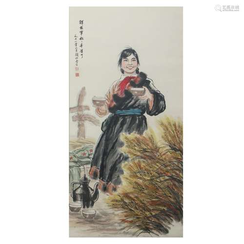 A CHINESE PAINTING OF FIGURE STORY,SIGNED QIAN SONGYAN