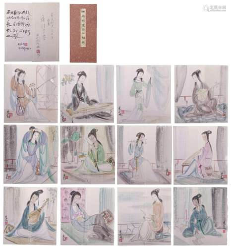 A CHINESE ALBUM PAINTING OF BIRDS AND FLOWERS,SIGNED LIN FEN...