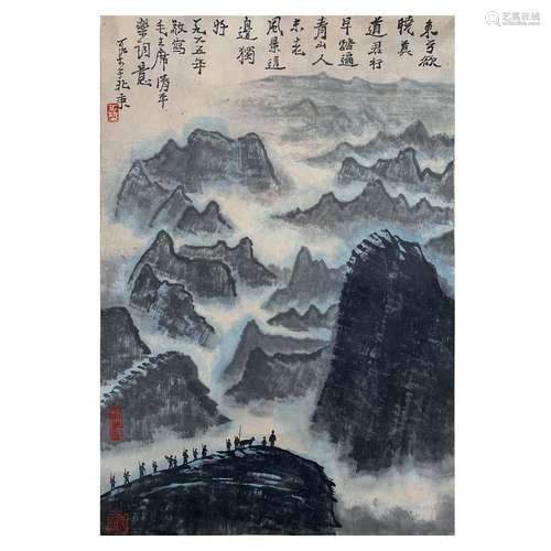 A CHINESE PAINTING OF MOUNTAINS LANDSCAPE,SIGNED LI KERAN