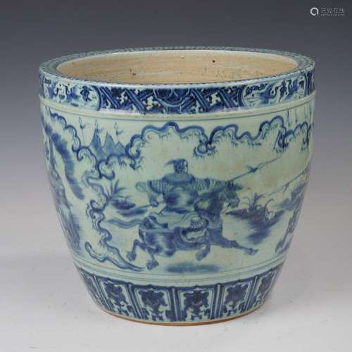 A BLUE AND WHITE PORCELAIN BASIN,MING