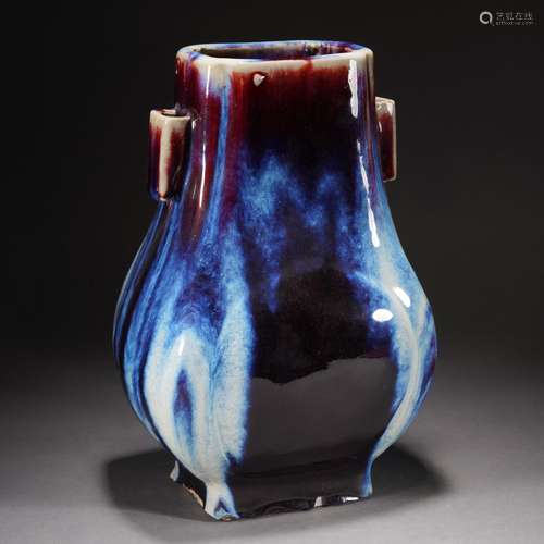 A FLAMBE GLAZED PORCELAIN ZUN VASE,QING