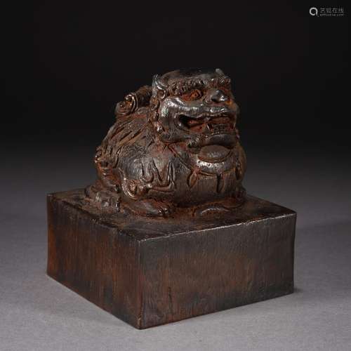 A CHENXIANG WOOD BEAST SEAL,QING