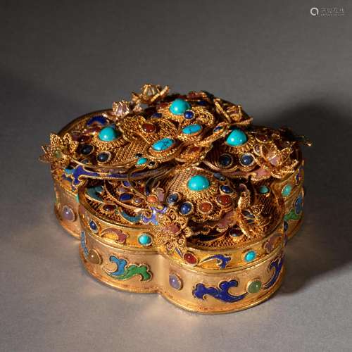 A GILT BRONZE BUTTERFLY BOX