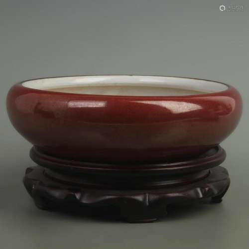 PURPLE GLAZED BRUSH PORCELAIN WASHER WITH INTERNAL CARVED AN...