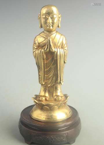 A FINE GILT BRONZE TIBETAN BUDDHA STATUE ANANDA