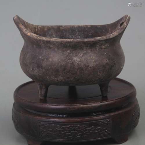 A FINE BRONZE ROUND THREE FOOT CENSER