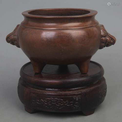 A XUAN DE STYLE THREE FOOT BRONZE CENSER