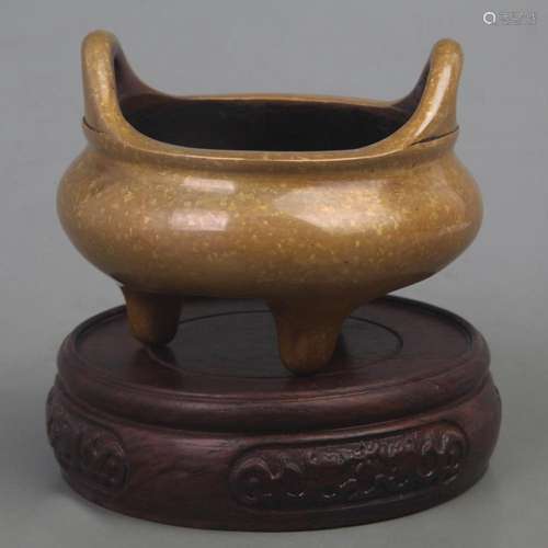 A XUAN DE STYLE SPRINKLE GOLD THREE FOOT CENSER