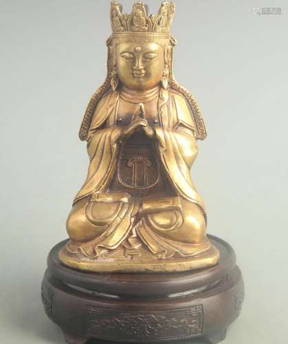 BRONZE GILT AND GOLD-PLATED SEATED STATUE OF AVALOKITESVARA