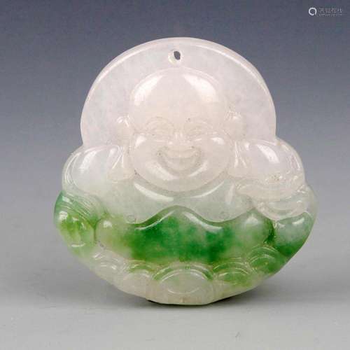 A FINE JADEITE PENDANT IN MAITREYA BUDDHA FIGURE