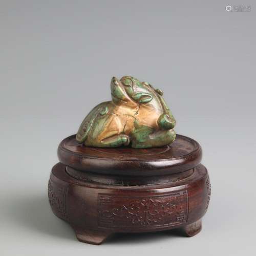 A FINELY RUI SHOU CARVING TURQUOISE FIGURE