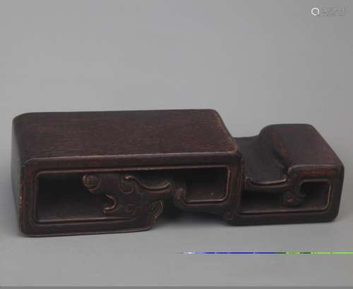 A FINE ANTIQUE MAHOGANY INKSTONE BED