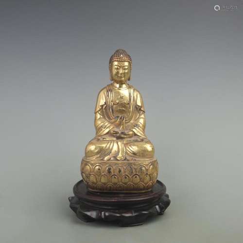 A FINE GILT BRONZE GAUTAMA BUDDHA STATUE