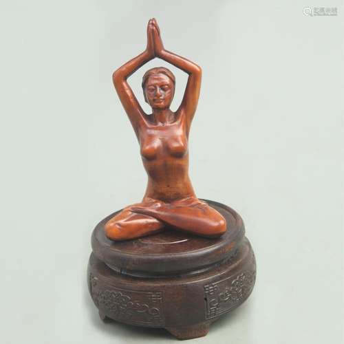 HUANGYANG WOOD FIGURINE OF A BEAUTIFUL WOMAN