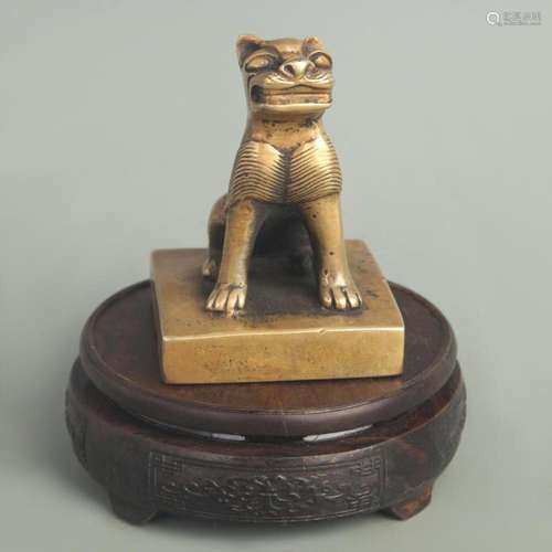 BRONZE CARVED AUSPICIOUS BEAST BRONZE SEAL