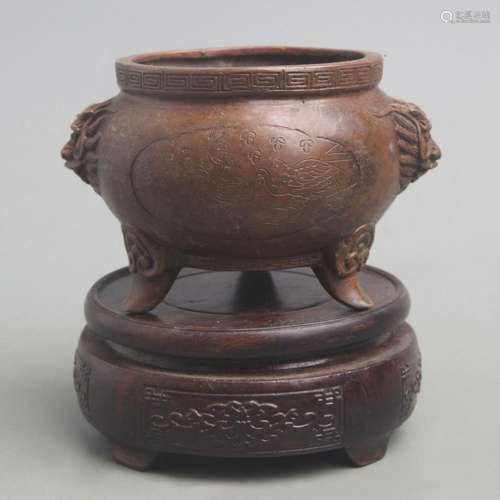 A FINE CHARACTER PATTERN THREE FOOT BRONZE CENSER