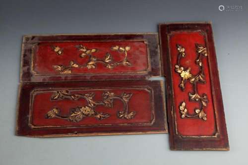 GROUP OF THREE OLD CHINESE WOOD PANEL