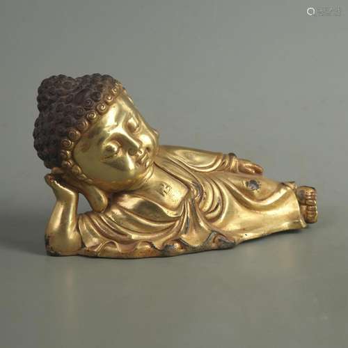 A FINE GILT BRONZE GAUTAMA BUDDHA STATUE