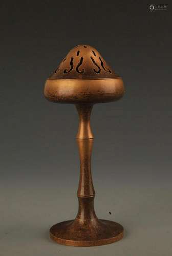 TALL BAMBOO STYLE BRONZE INCENSE BURNER