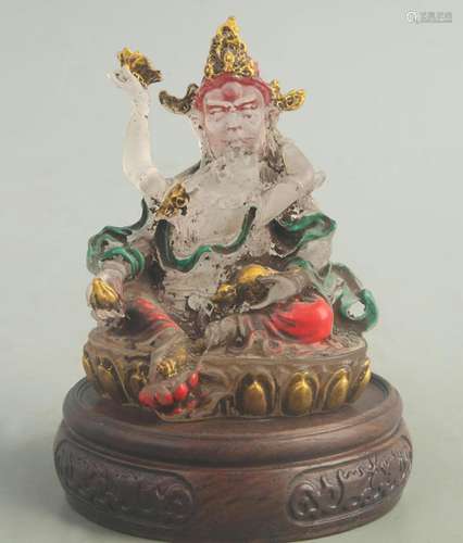 A FINE COLOR GLASS MADE HEVAJRA FIGURE