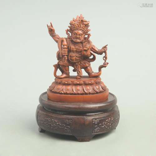 RARE BOXWOOD MADE MAHAKALA STATUE