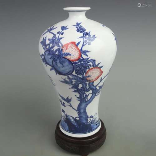 BLUE AND WHITE, YOU LI HONG GLAZED PORCELAIN VASE