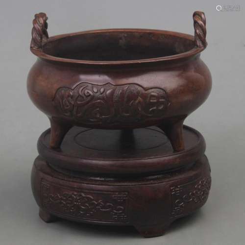 XUANDE-STYLE BRONZE TRIPOD INCENSE BURNER