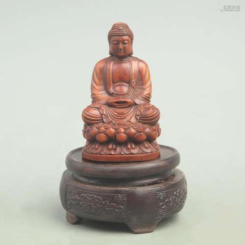 A FINE BOXWOOD GAUTAMA BUDDHA FIGURE