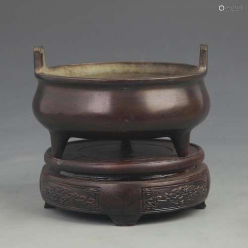 A FINE DOUBLE EAR THREE FOOT BRONZE CENSER