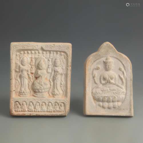 PAIR OF FINELY MADE POTTERY MADE BUDDHA