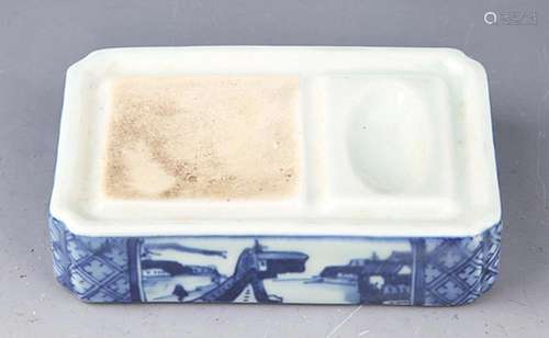 BLUE AND WHITE PORCELAIN INKSTONE