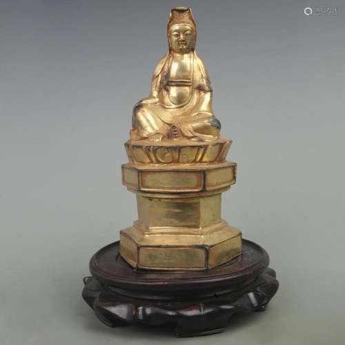 A FINE BRONZE GUAN YIN STATUE