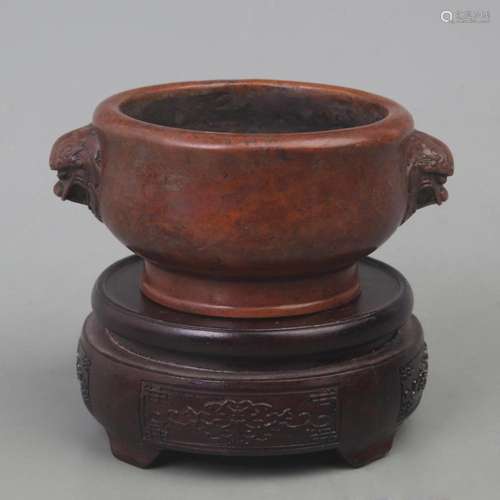 BRONZE CENSER WITH LION-SHAPED EARS CENSER