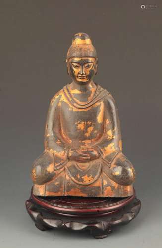 A FINELY CARVED GILT BRONZE HUMAN FIGURE