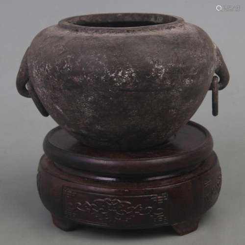 A XUAN DE STYLE ELEPHANT EAR BRONZE CENSER