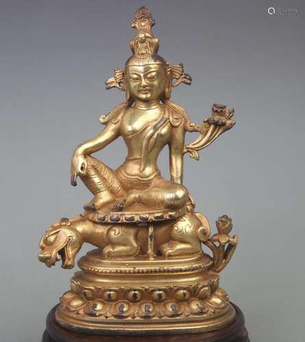 A FINE BRONZE MANJUSRI BUDDHA STATUE