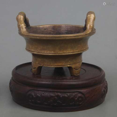 A FINE XUAN DE STYLE BAMBOO STYLE THREE FOOT CENSER