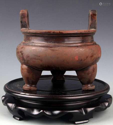 A DOUBLE EAR BRONZE CENSER