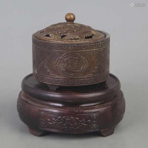 A FINE DRAGON CARVING BRONZE INCENSE BURNER