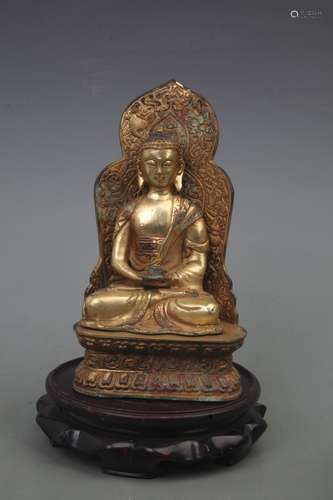 RARE GOLD GILT BRONZE SAKYAMUNI BUDDHA STATUE