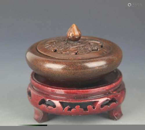 A FINE BRONZE ROUND INCENSE BURNER