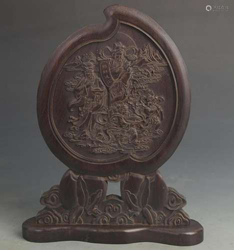 A FINE ROSEWOOD MADE FINELY CARVED TABLE SCREEN