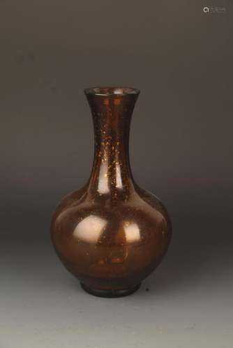 A FINE SPRINKLE GOLD PATTERN GLASS MADE LONG NECK BOTTLE