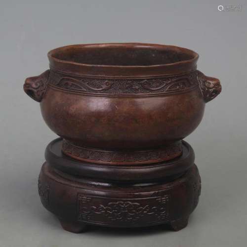 LION EAR ROUND FOOT INCENSE BURNER